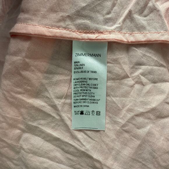 NEW Zimmerman Women's Concert Dress 3 10/12 Long Sleeve Silk Linen Floral SS15 - Picture 9 of 9